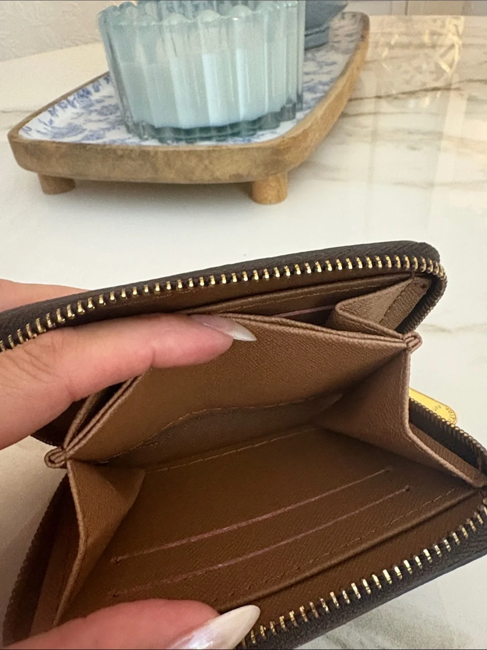 Louis Vuitton Monogram Brown and Gold Compact Zip Coin Purse